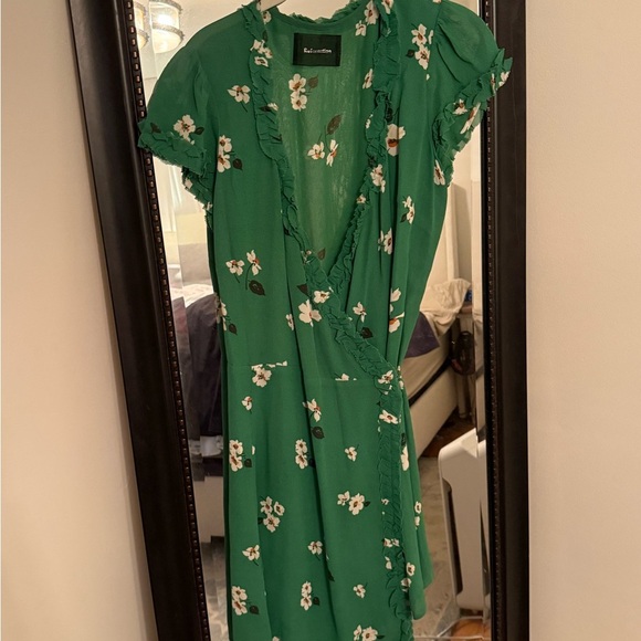 Reformation Green Floral Wrap Dress - Picture 4 of 6
